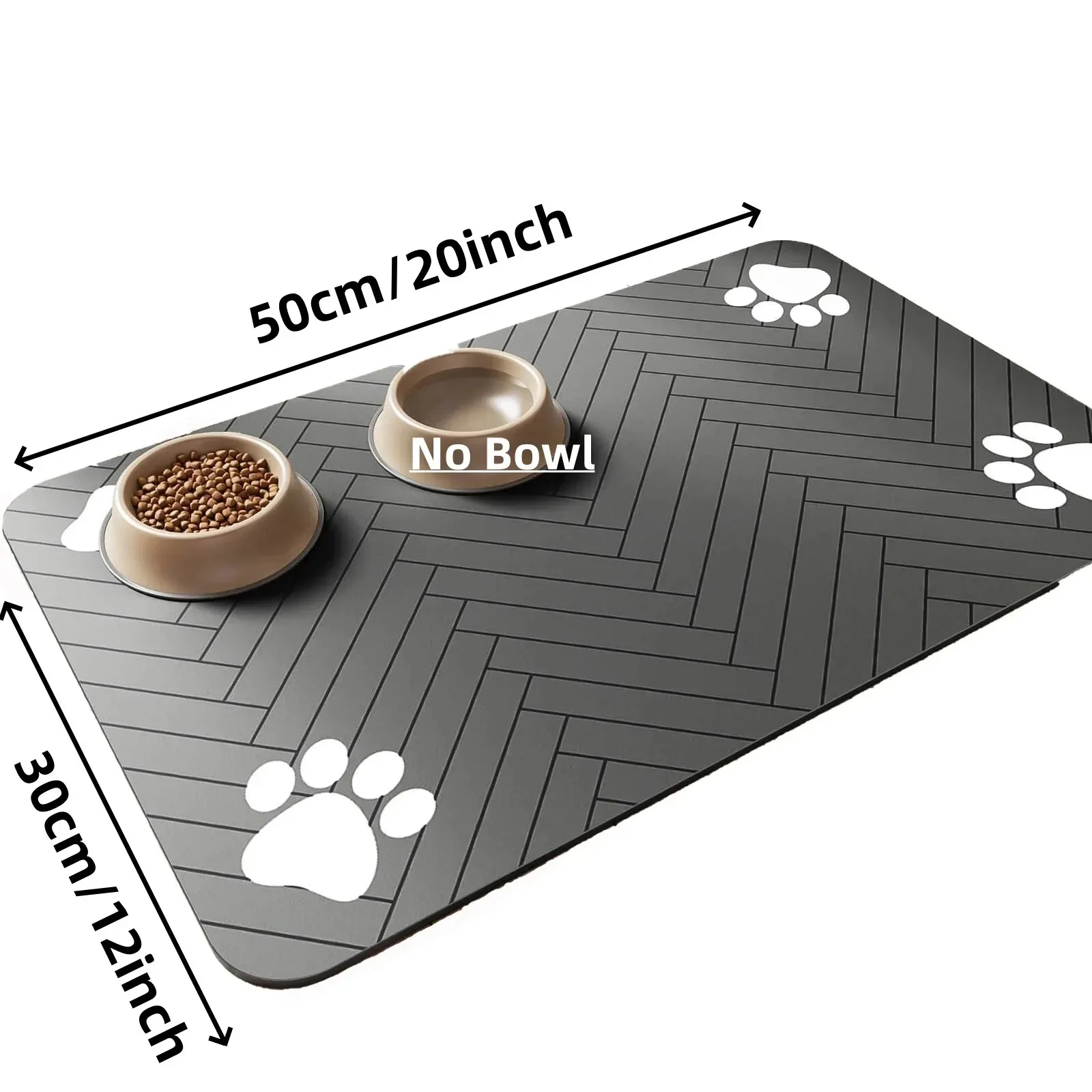 Voermat voor huisdieren, absorberende placemat voor huisdieren, rubberen achterkant, sneldrogende watermat voor hond, kat, voor voedsel en waterbak met waterdicht