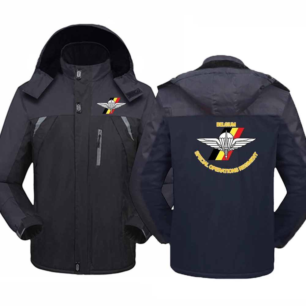 2026 Autumn Winter Men's Thicken Coat Belgium Special Forces Special Operations Regiment Logo Print Anti Collision Shirt Jacket