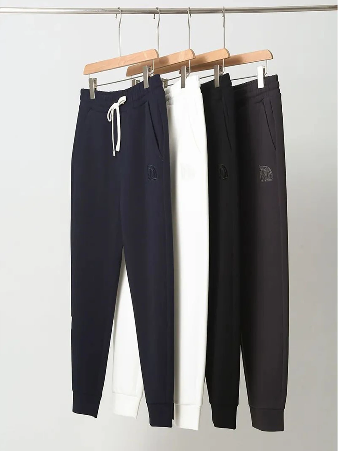 

Trendy Bla Casual Sweatpants Men's Autumn Winter Elastic Cuffed Sports Pants Heavy Embroidery Air Cotton Long Trousers