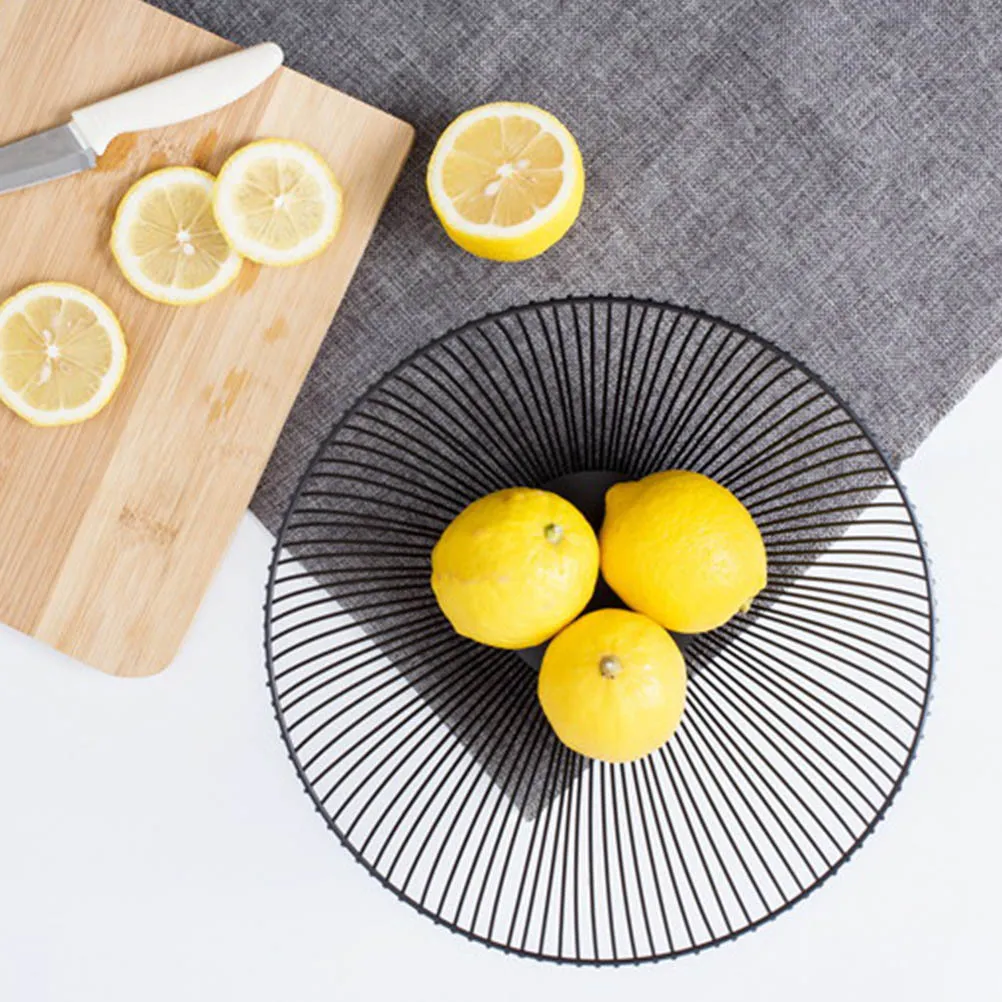 

1 Large 28Cm Iron Wire Basket Breathable Fruit Bowl Vegetable Storage Basket Snack Plate For Kitchen Living Room Fruit