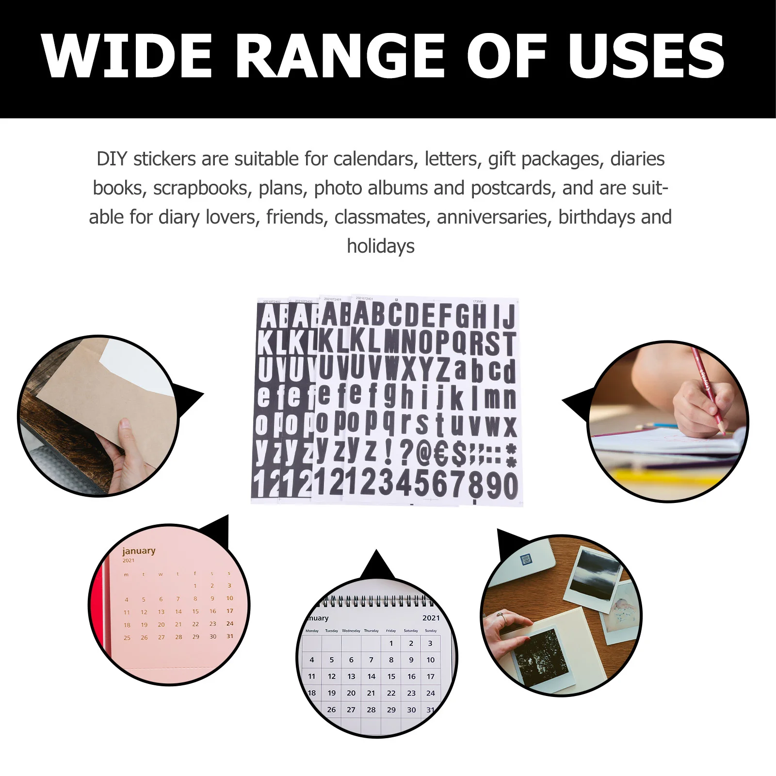 Autocollants alfanumériques créatifs, 4 pièces, artisanat d'art, Scrapbooking, bandes de décoration, fournitures de journal, numéro de boîte aux lettres, DIY bricolage