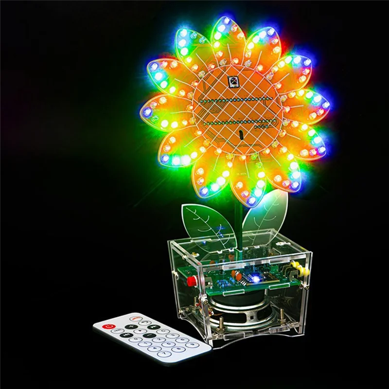 LED Sunflower Bluetooth Speaker Kit With Remote Control Diy Electronic Kit Welding Practice Parts New