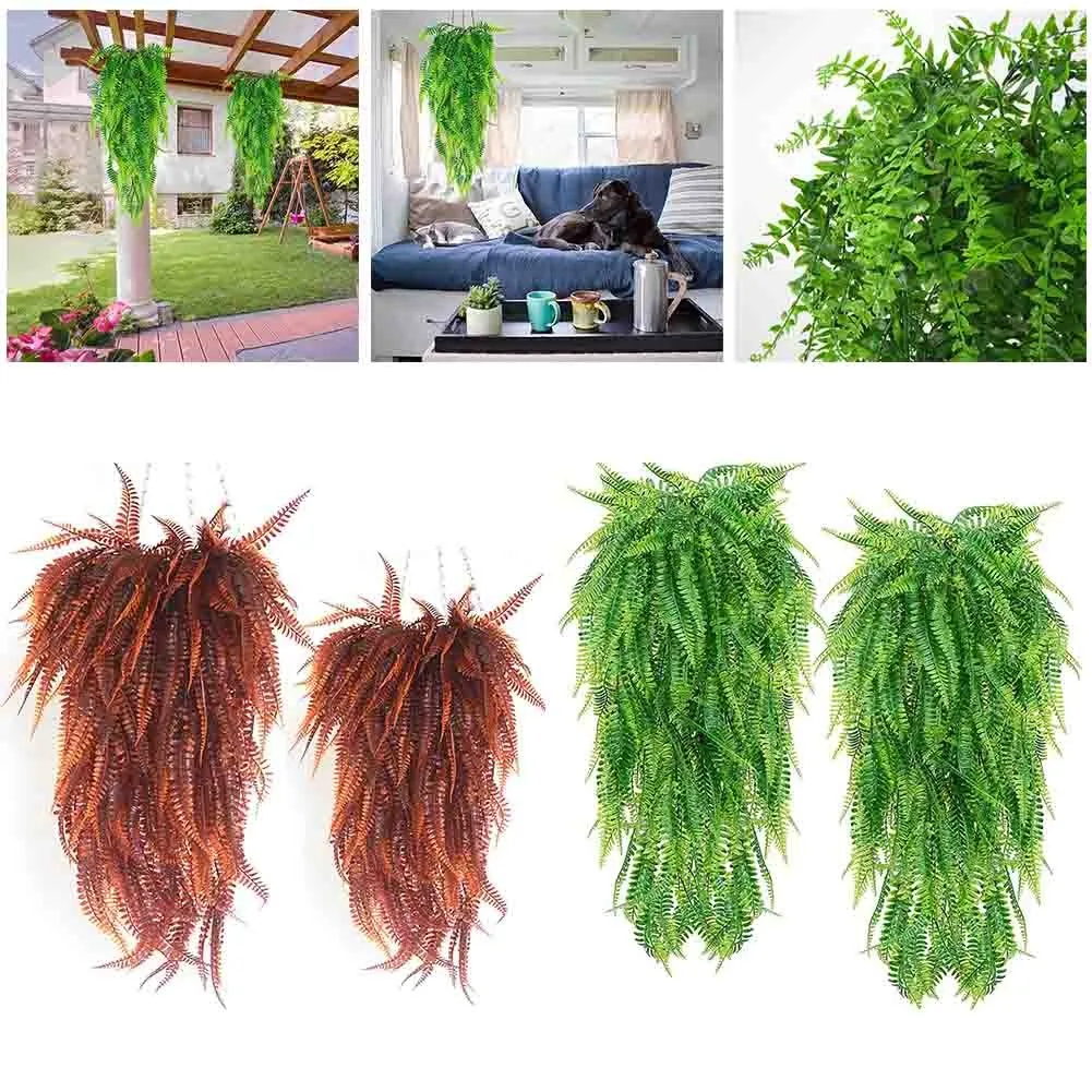 Multi-Color Simulation Fern Grass Green Plant Plastic Artificial Fern Persian Leaves Fake Green Plant Outdoor Garden Home Decor