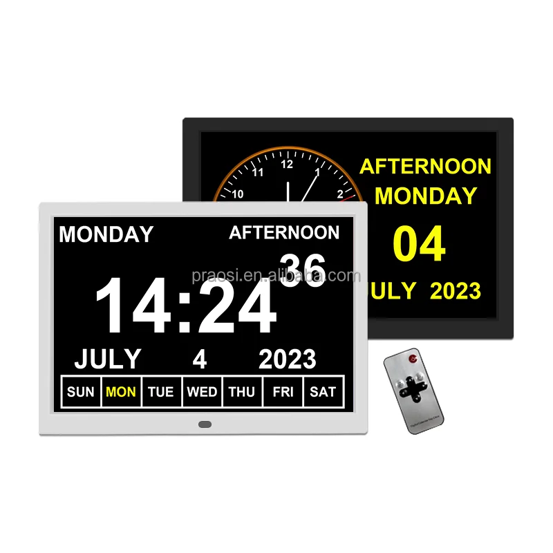 910HOT 2025 Pros 15 Inch LED Video Digital Wall Clock for Alzheimer's Dementia Patients Large Letters Week/Month/Year Modern Ele
