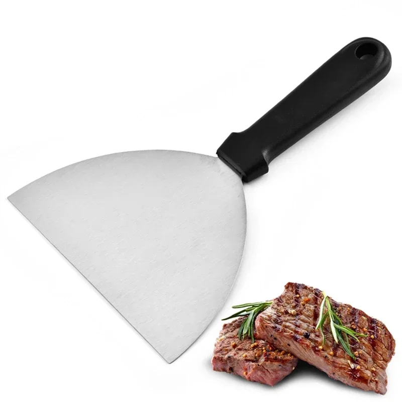 Pala de cocina semicircular de acero inoxidable para Teppanyaki, pala para carne de Tofu, espátula para panqueques, barbacoa, servidor de Pizza, accesorios de cocina