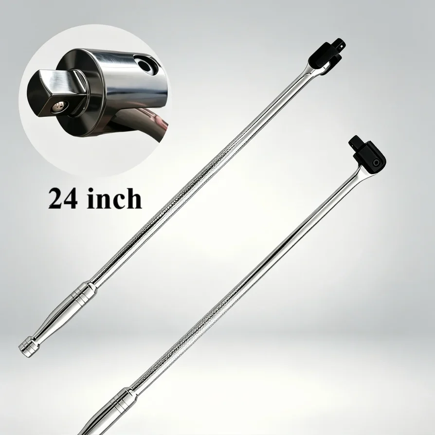 

24 Inch Heavy-Duty Socket Wrench with 180 Degree Turn Feature 1/2 Inch Adapter Multifunction Hand Tool for Auto And Home Repair