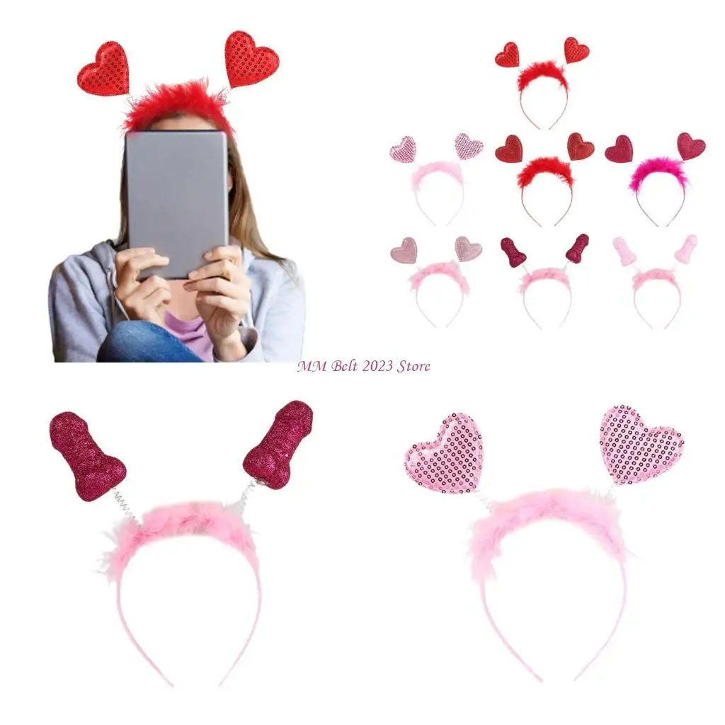 

49ME 1pc/7pcs Sequins Headband for Woman Prom Party Headband with Sequins Heart Decor