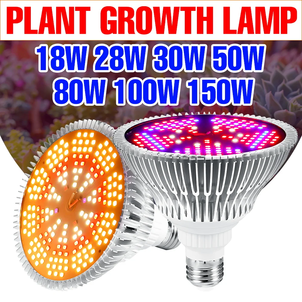 

150 Вт светодиодный светильник E27 для выращивания растений переменного тока 220 В E14, полный спектр, комнатная лампа для выращивания фруктов и овощей в горшках, 110 В, заполняющее освещение