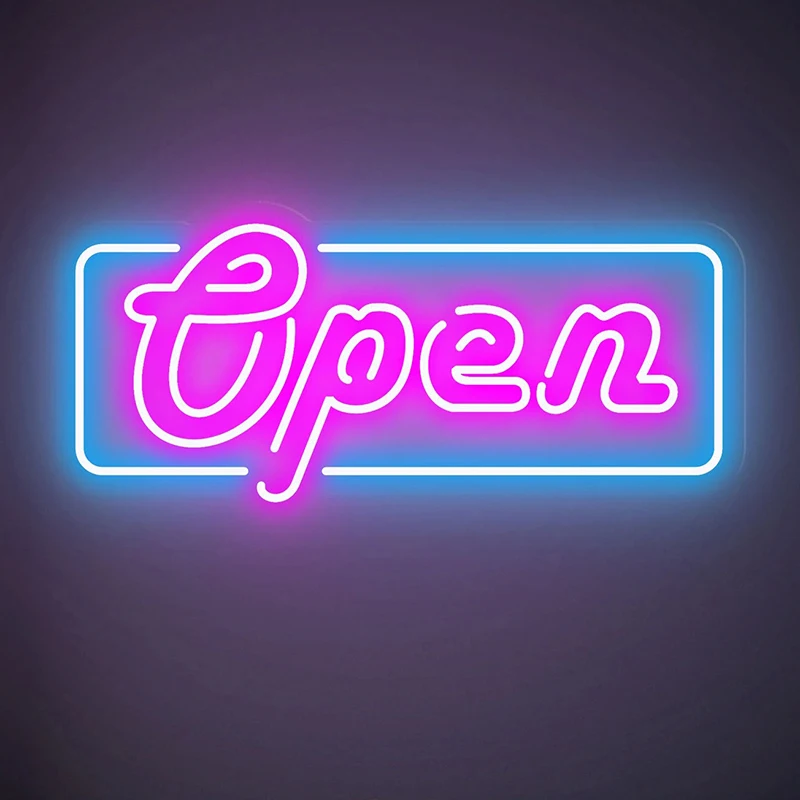 Open Neon Sign for Business Bar Open Neon Signs Custom Business Logo Hanging Wall Light Man-cave Decor Neon Wall Art LED Lights