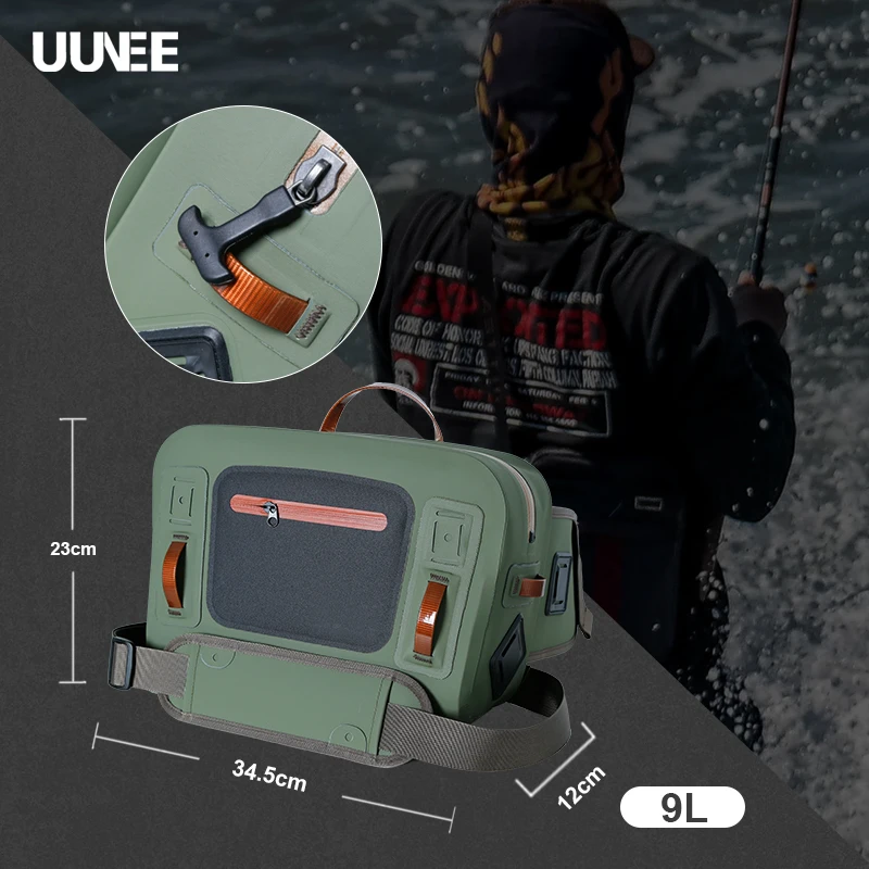 

Green Waterproof Men's Outdoor Fishing Tackle Backpack Fanny Bag New Design 10L Capacity Storage Rod