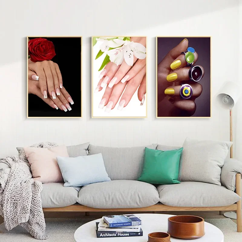 Modern Nail Salon Colorful Home Decor Wall Art Nordic Canvas Painting Figure Print Poster Girl L Bedroom Living Room Picture