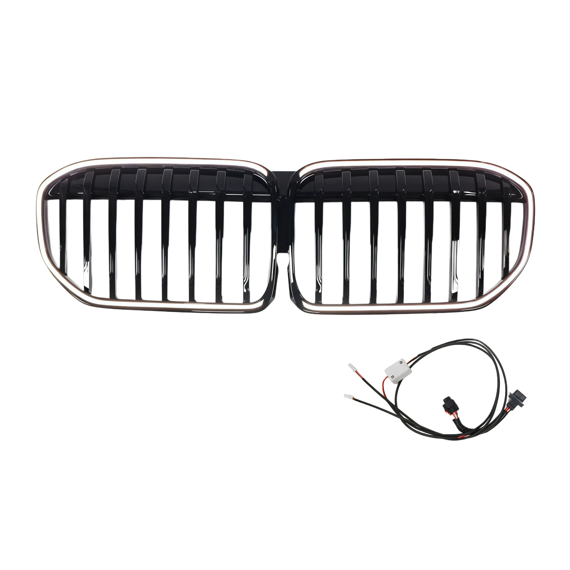 Suitable for BMW 7 Series 19-22 G11/G12 modification with LED lights black single line light grille replacement car accessories