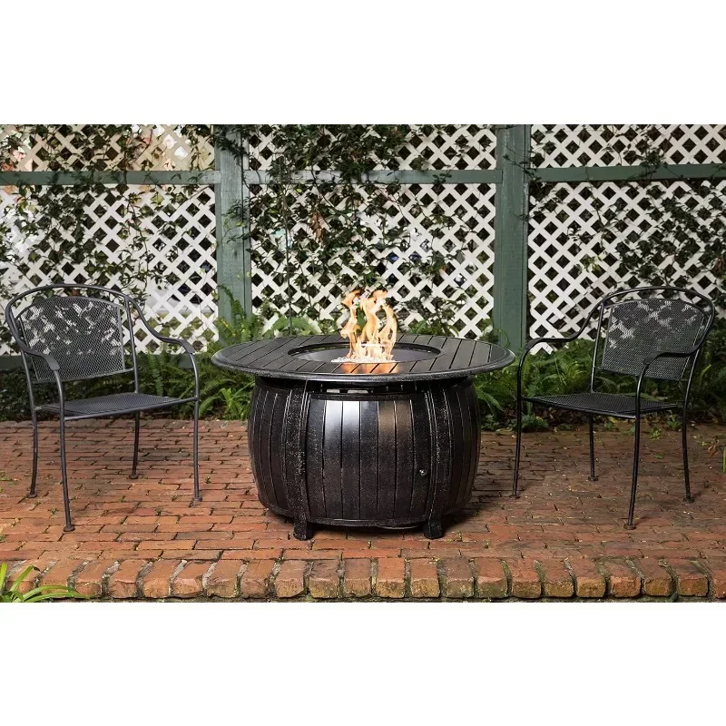 Basketweave Aluminum Convertible Gas Fire Pit Table  Multi-Functional Outdoor with Fire Bowl Lid