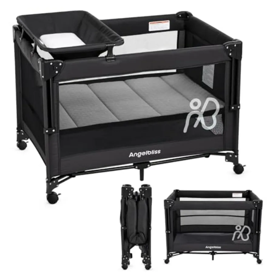 

Детская кроватка-манеж ANGELBLISS с матрасом и пеленальным столиком, раскладная, для младенцев и малышей