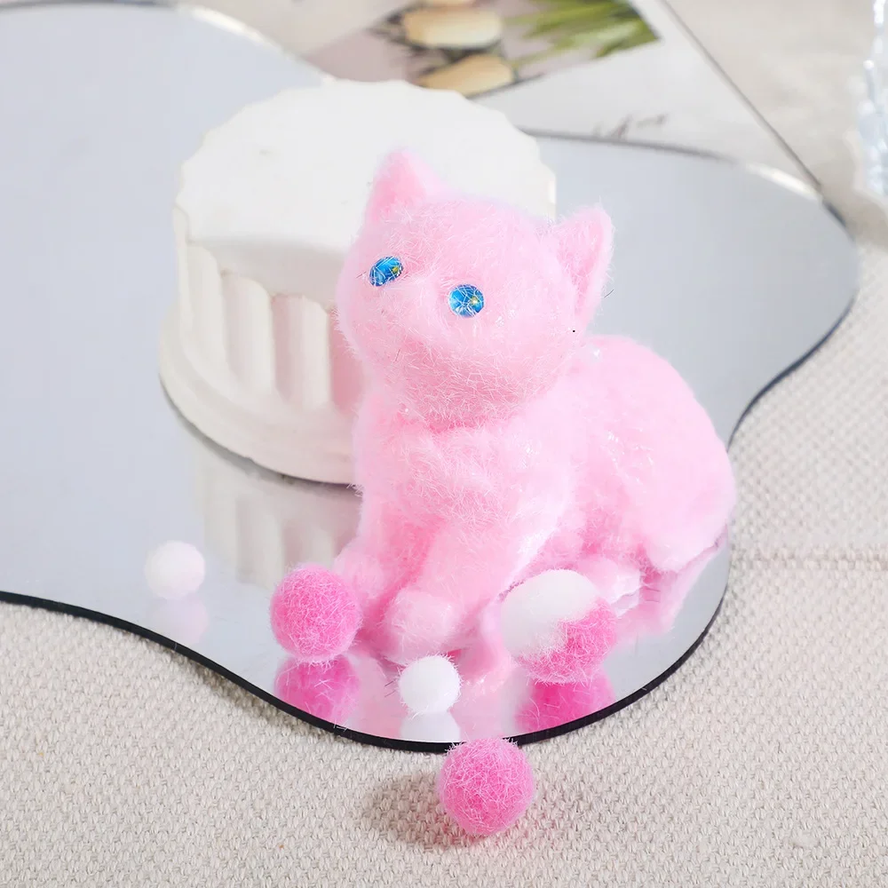 7cm Cute Mochi Cat Squishy Toy TPR Stress Relief Sensory Pinch Fidget Cartoon Cat Fluffy Soft Squeeze Toy 3D Decompression Toy