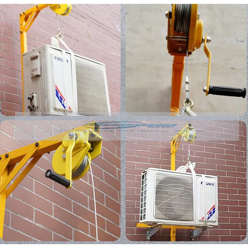 1200 lb Manual Stainless steel, outside installation lifting crane, folding, self-locking manual winch assembly air conditioner