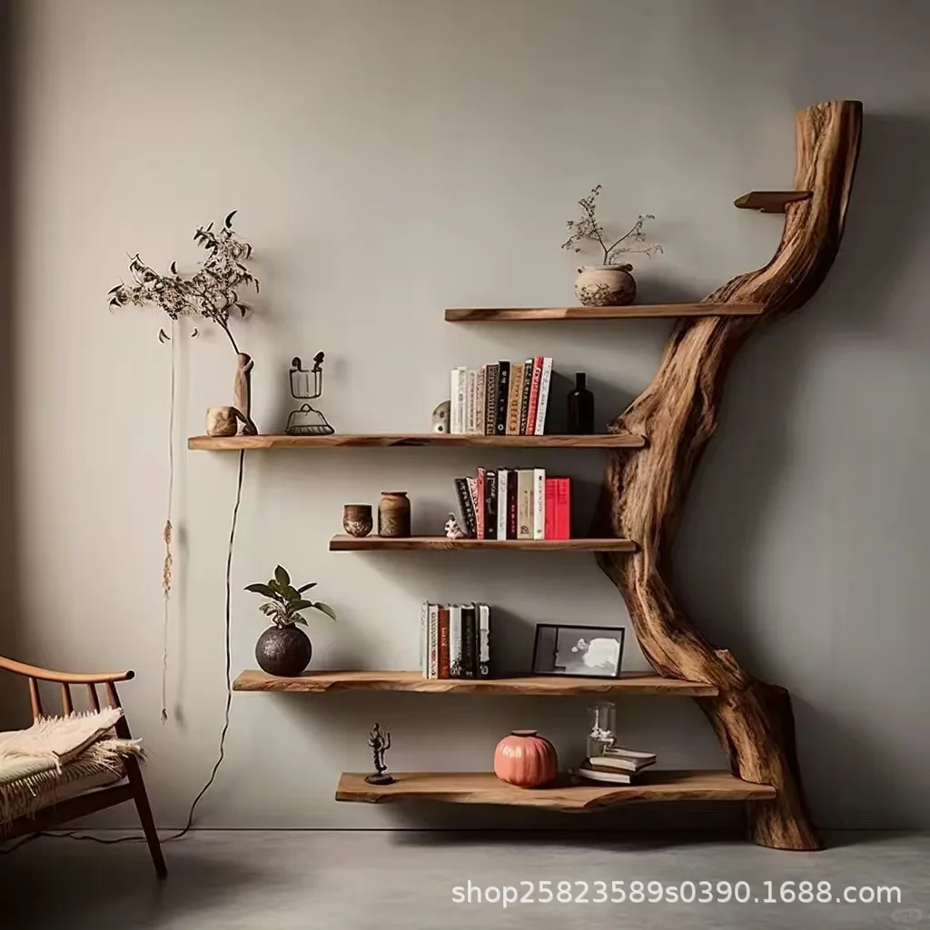 

Retro old elm Bogu frame household wall tea set storage rack Duobaoke teapot display rack living room screen rack