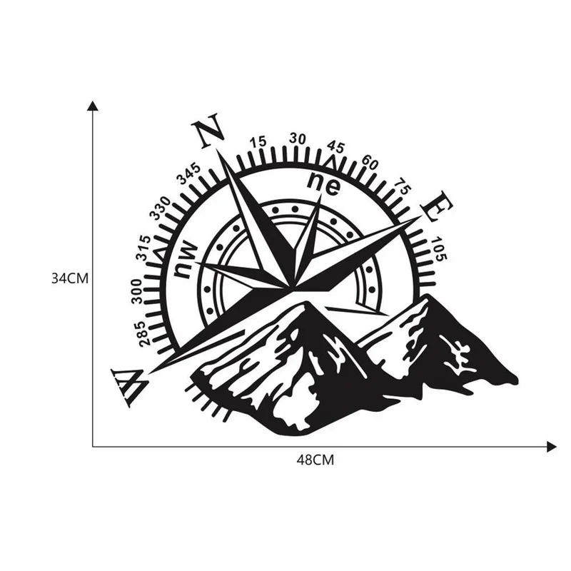 

4x4 Compass Rose Navigate Mountain Offroad Waterproof Self-Adhesive Vinyl Sticker Cover Car Decal Decorative 48CM*34CM