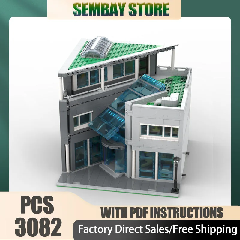 

Модель City Street View Moc, строительные кирпичи, модульная современная модель библиотеки, технологические блоки, рождественские игрушки «сделай сам», строительные подарки