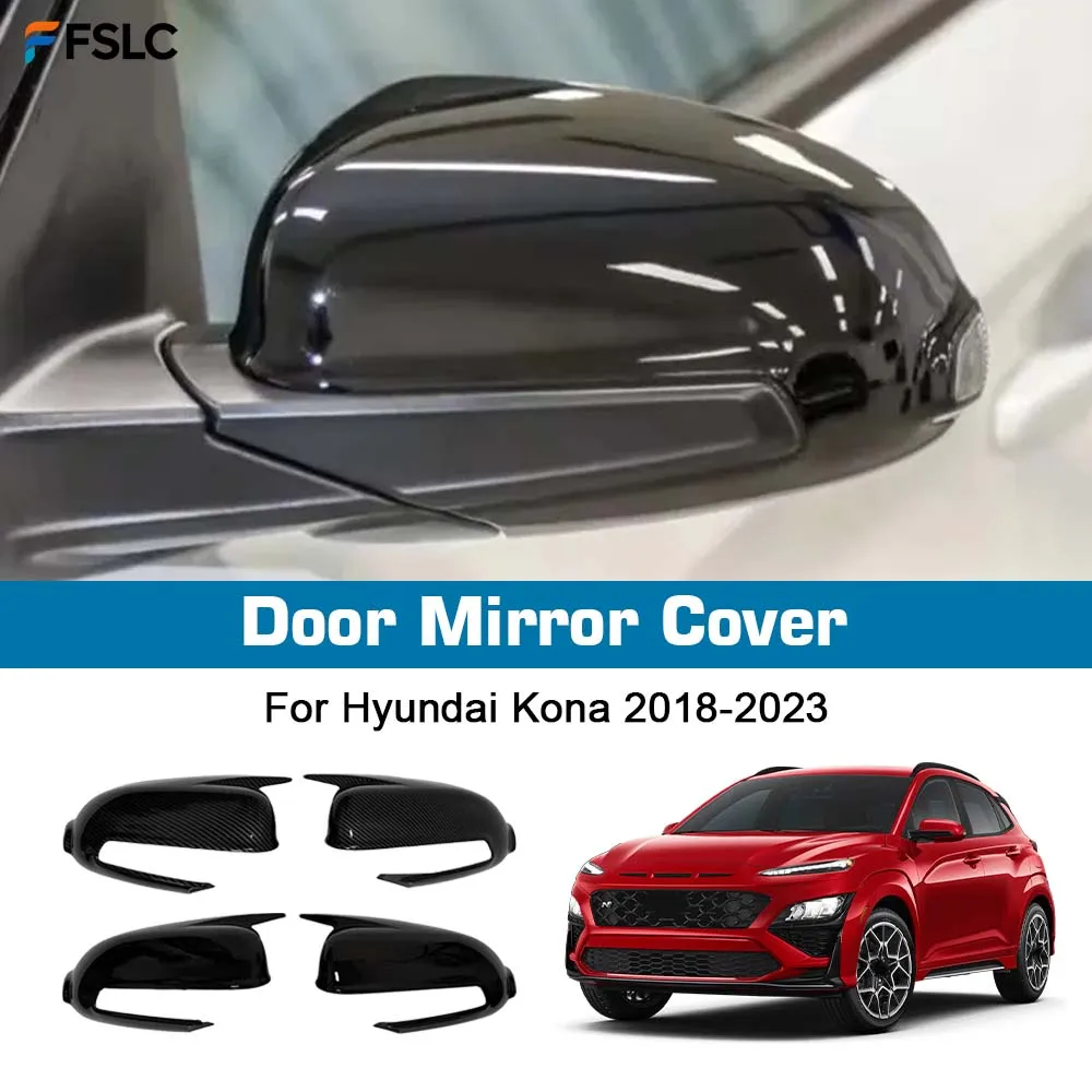

⭐Genuine⭐ Car Upgrade Protective Cover Carbon Fiber Door Mirror Cover For Hyundai Kona 2018-2023 Car Rearview Accessories