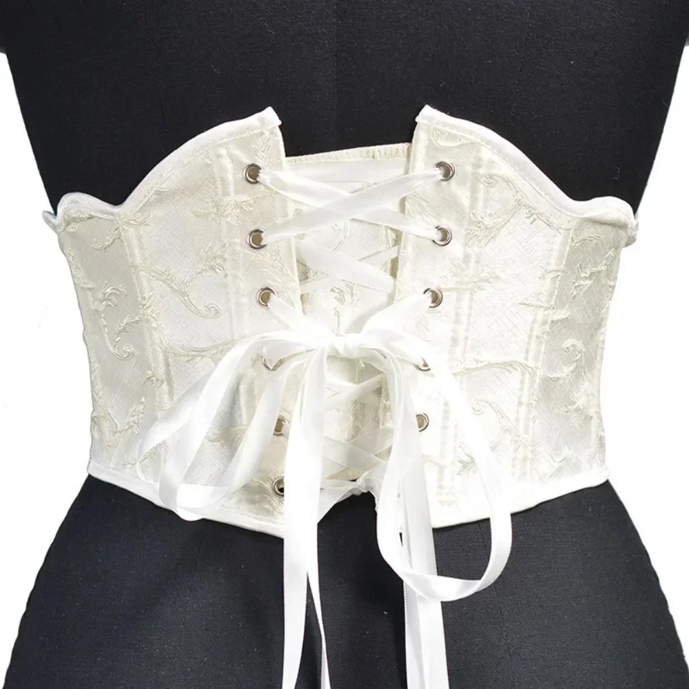 Women Mini Party Short Underbust Corset 4‑Button Embossed Boned Shaping Waist Girdle Bandage Bustier