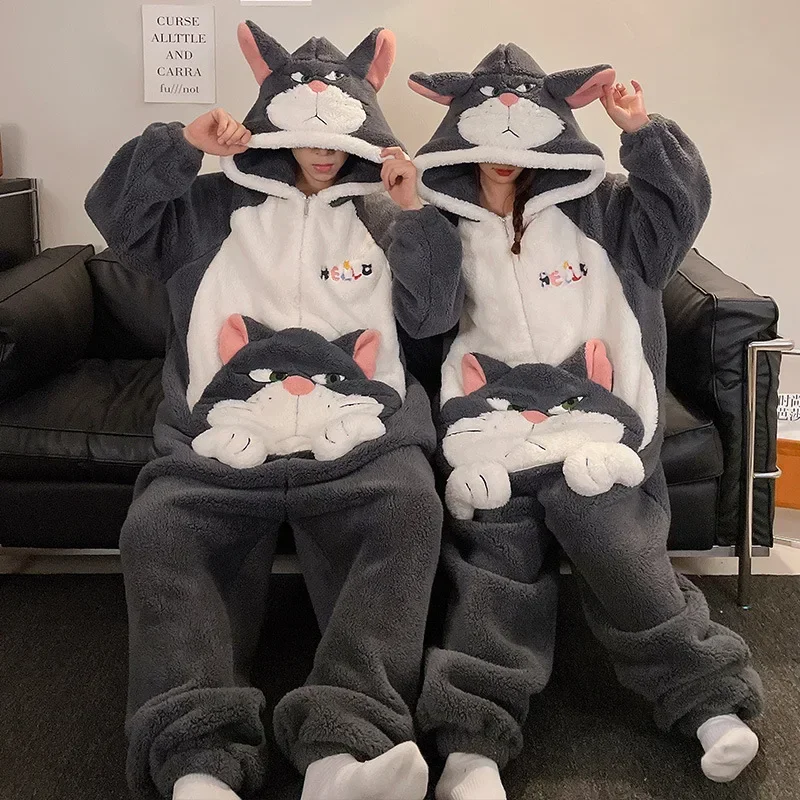 Weihnachts pyjamas Flanell Frauen Anime Onesies Erwachsene Tier Overalls verdicken Homewear Männer warme Winter Nachtwäsche Fleece Overalls