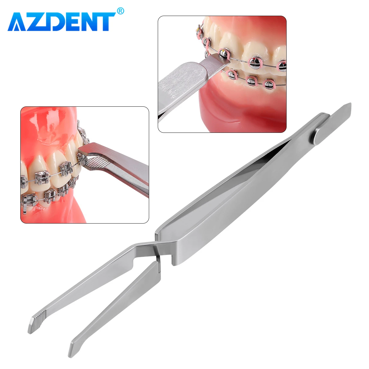 AZDENT Dental Bracket Tweezers Orthodontic Braces Reverse Action Serrated Instruments Tweezer Plier Teeth Care Dentistry Tools