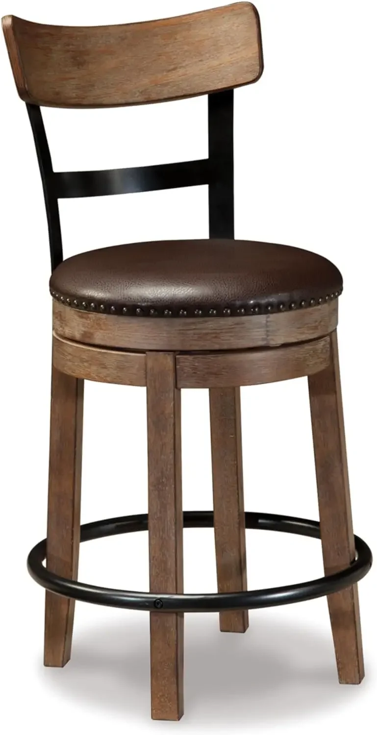 

24" Farmhouse Counter Height Upholstered Swivel Barstool, Polyester, Casual Style,19" W x 18.5" D x 37.25" H