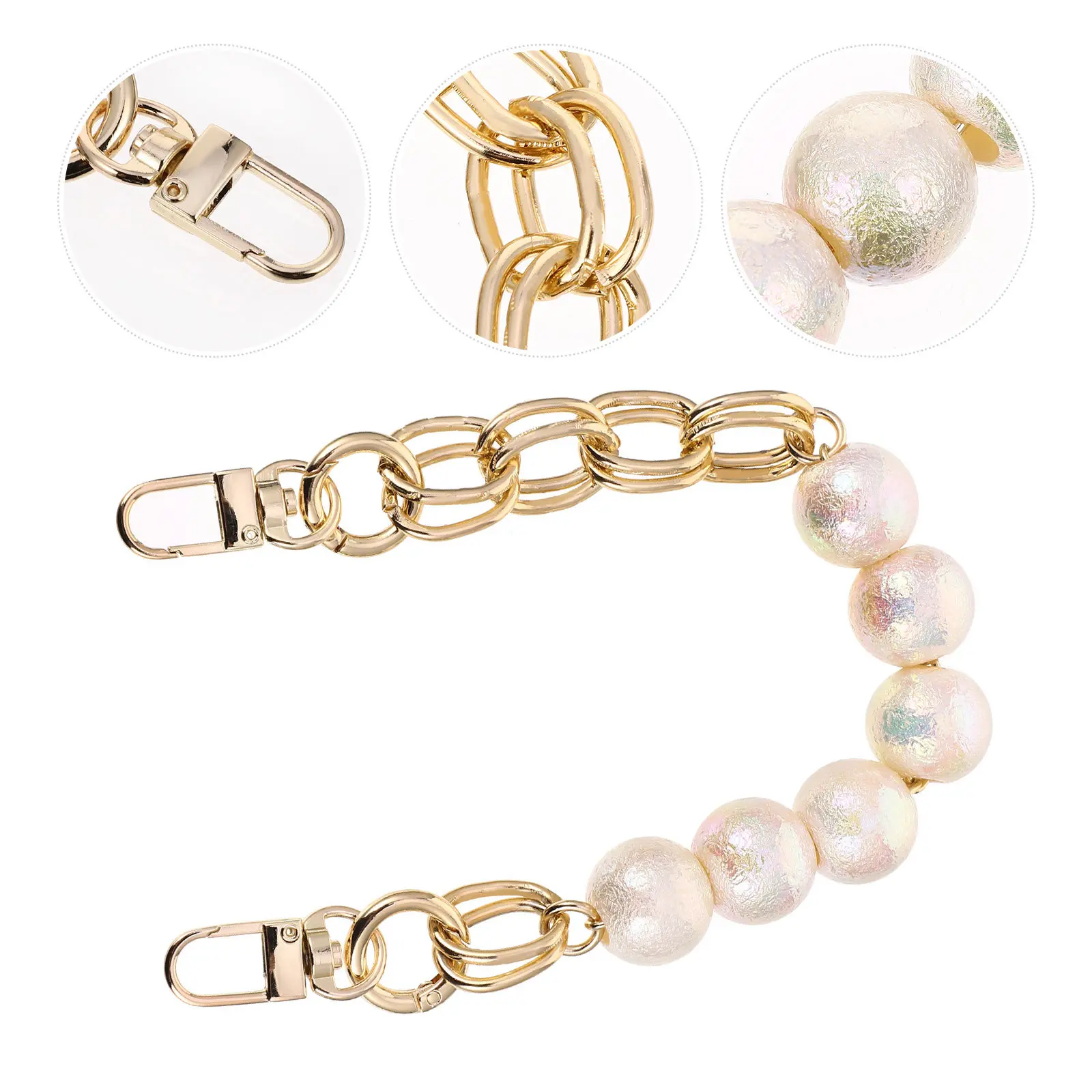 1Pcs Pearl Bag Chain White Pearl Resin Metal Replacement Strap Extender Decorative DIY Handbag Accessory Replacement Chain