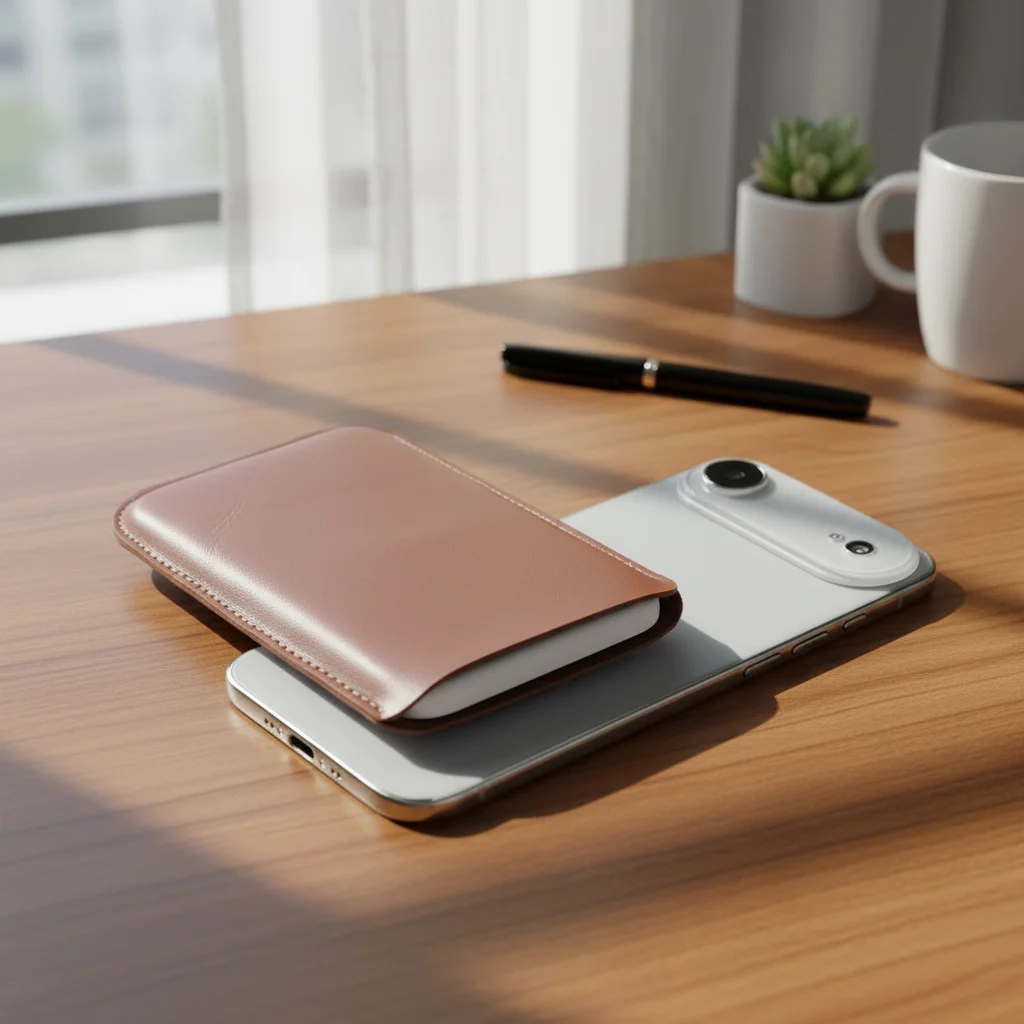 Für iPhone 17 Air MagSafe Externe Akku-Hülle PU-Leder-Etui Powerbank-Tasche Lederhülle, Für iPhone 17 Air Powerbank