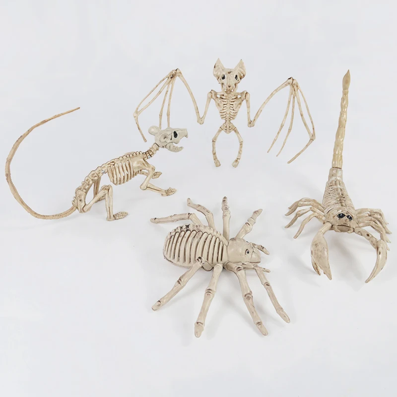 

1pc Halloween Decoration Animal Skeleton Bones Creepy Spider Bat Mouse Scorpion Ornaments Hallowmas Horror Props Party Decorting