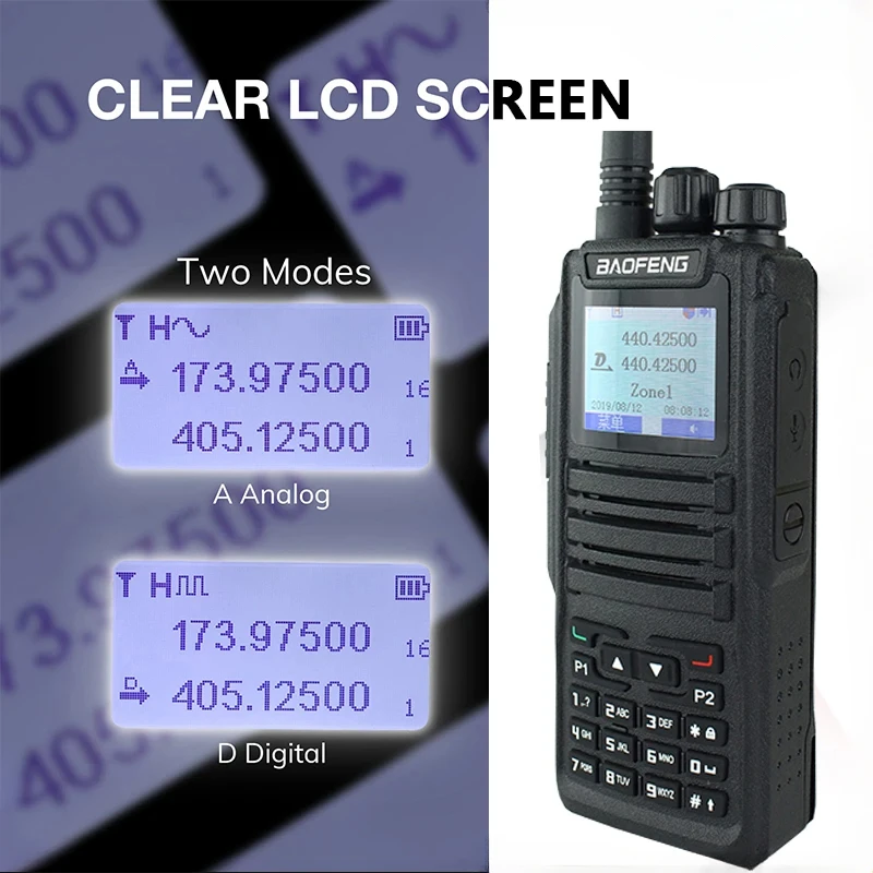 DM-1701 For Baofeng Walkie Talkie Open GD77 Dual Mode Analog/Digital Tier 1+2 Dual Time Slot Ham Dual Band Two Way Radio DR-1801