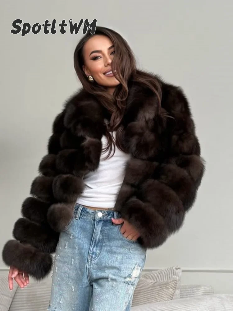 Women Faux Fur Coat Long Sleeve Lapel Collar Open Front Fluffy Loose Elegant Coats 2026 Warm Winter Party Street Chic Jackets