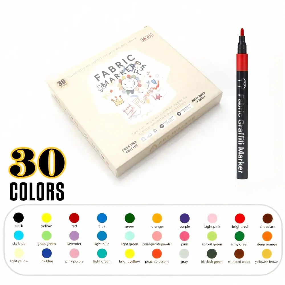 Textielstiften (set van 6-48 kleuren) met katoenen punt – voor kleding, schoenen en canvas – geschikt voor DIY-knutselprojecten, schilderen en permanente textielkunst.