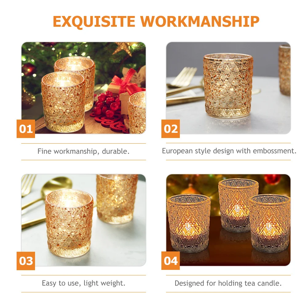 

12 Pcs Wedding Decor Tea Light Holders Decorative Golden Glass Candlestick Candleholders