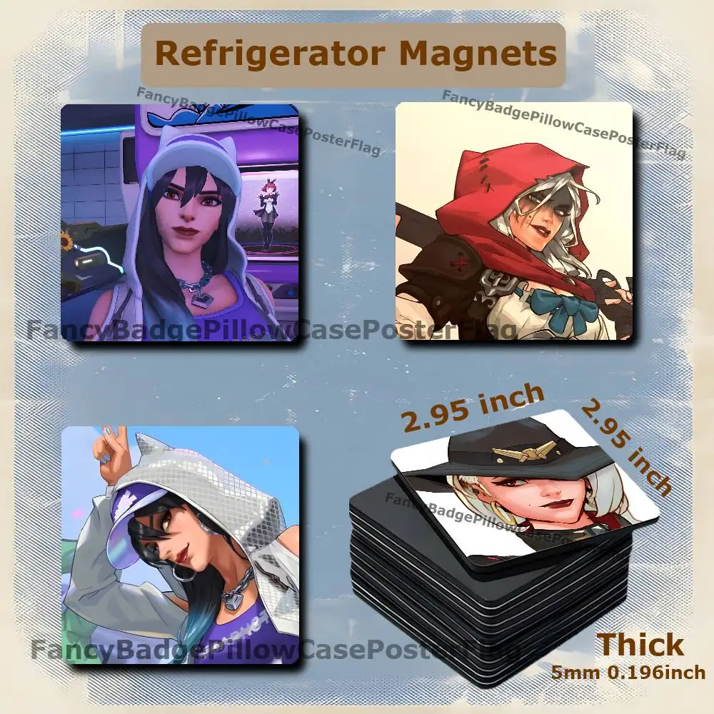 Ashe Bob O-Overwatch Game 75mm Frigerator Magnet Square Stickers Personalize Fridge Refrigerator Wall Door Decoration