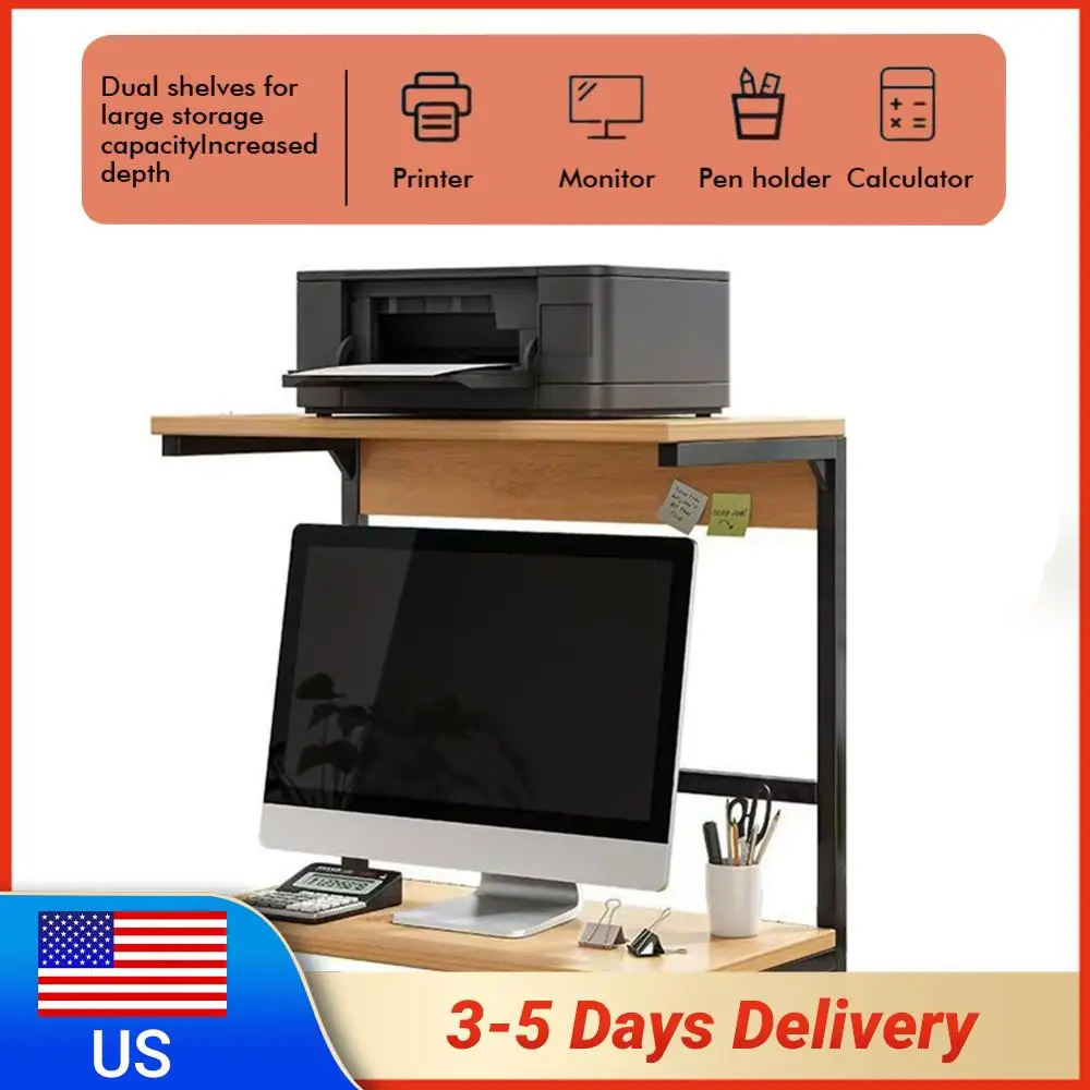 

2-Tier Computer Monitor Riser Printer Stand Storage Shelf Desktop Storage Rack for Printer Desktop Computer Laptops and Monitor