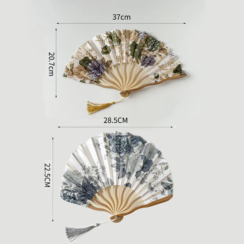 Chinese Japanese Style Silk Fan Folding Fan Wedding Fan Art Gifts Dance Hand Fan Vintage Bamboo Folding Hand Held Flower Fan