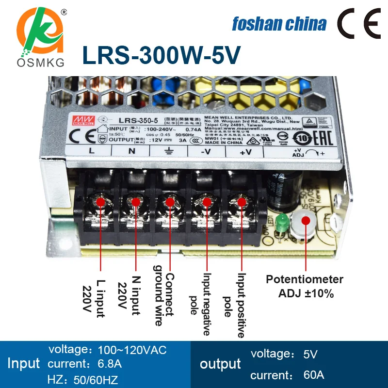 LRS Series 350W  5V /12V/24V Switching Power Supply for Industry Control System Household Appliances