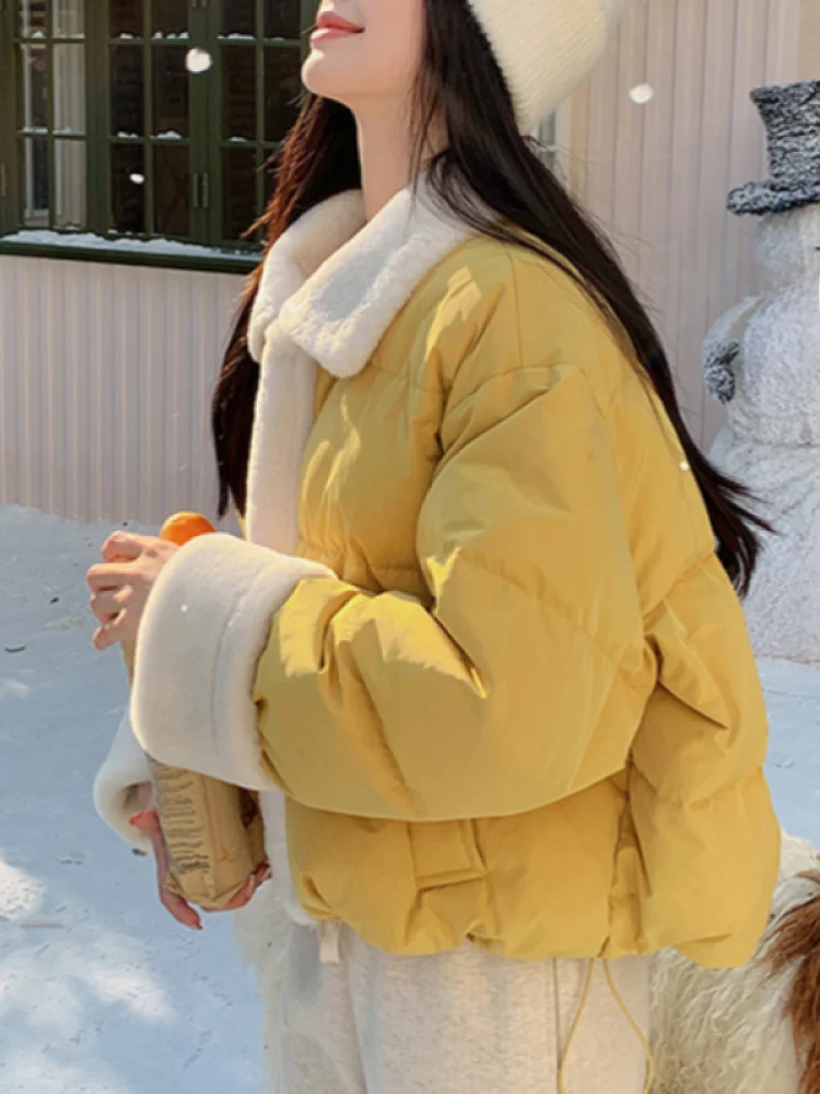 

ort Doll Collar Patchwork down Cotton Jaet Women's Winter New Design Sensation Cotton Coat Outerwear Faionable Commute