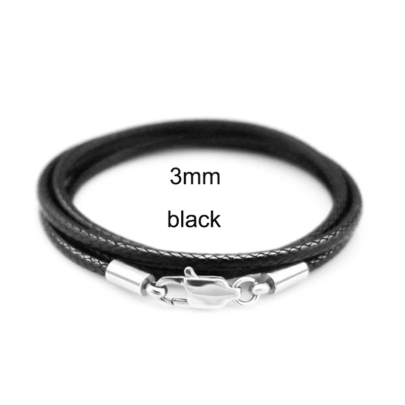 Lederband-Halskette mit gewachstem Seil für Damen und Herren, Anhänger mit Karabinerverschluss aus Edelstahl, Schlangenhalsband, 40–70 cm