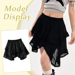 Summer Irregular Lace Pink White Short Skirt Women's Black Harajuku Y2k Half Skirt Ruffle Casual Summer 2024 Simple Mini Skirts