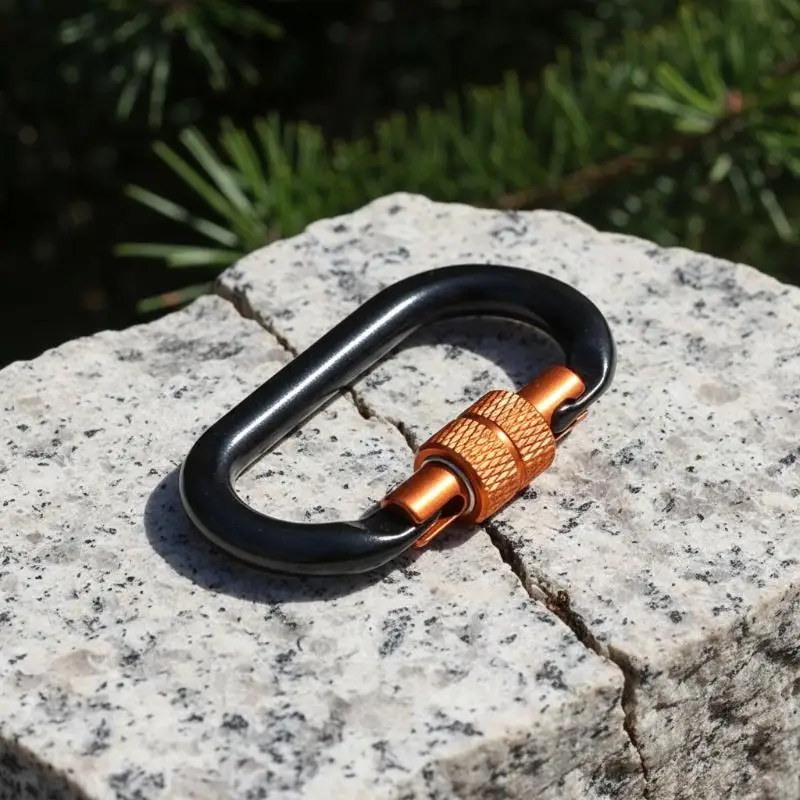 Professional Outdoor Carabiner D Shape Aluminum Heavy Duty Safety Lock Clip for Climbing Camping Hiking Backpack Key Holder