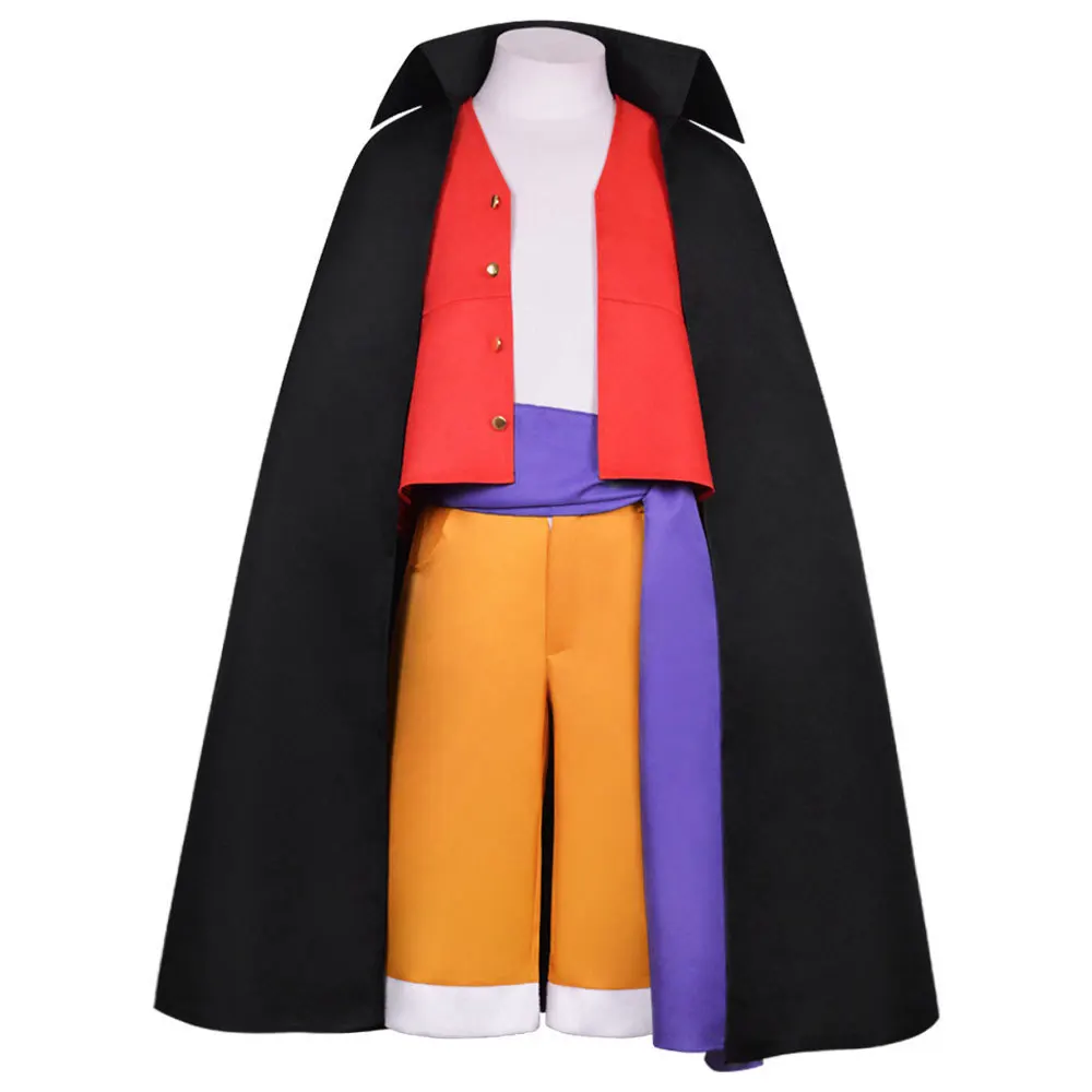 Anime Piece Pirate Luffy Cosplay Costumes Monkey D Sun God Two Years Later Cos Adult Kids Carnival Party Red Top Pants Suits Hat - view 2