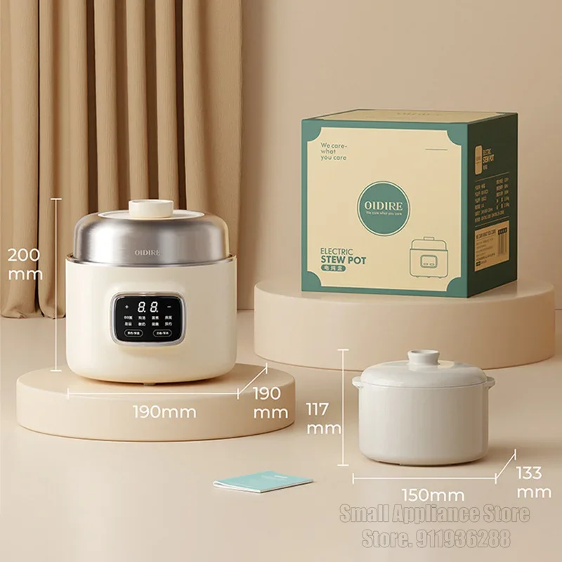 หม้อตุ๋นไฟฟ้าอเนกประสงค์สำหรับใช้ในบ้าน1L หม้ออาหารไฟฟ้าพร้อมถ้วยสตูว์เซรามิกเครื่องใช้ในครัว24ชม. อุ่น220V