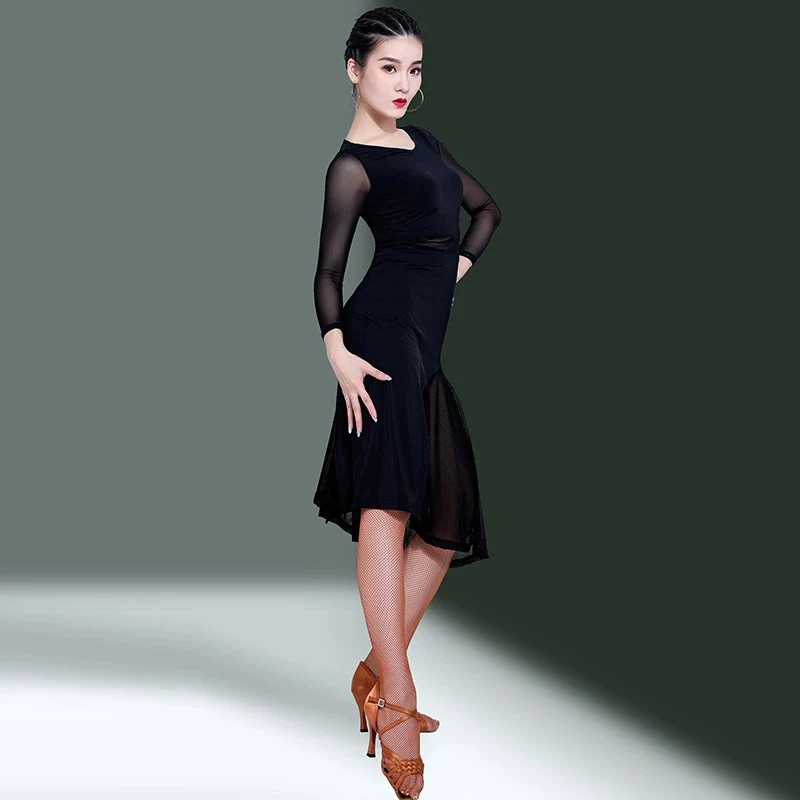 Latin Dance Clothing Women Spring Summer Dress Gauze Slim Sexy Professional Senior Performance Dress Dance Wear Training Dress