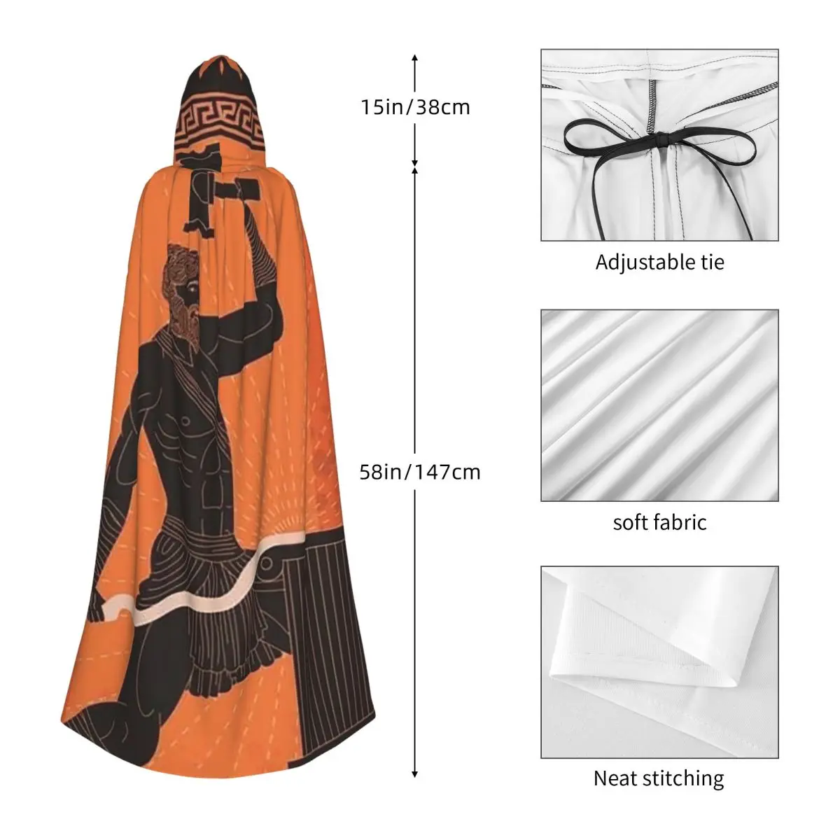 Greek Mythology Three Moirai Long Hooded Cloak Witch Medieval Costume Cosplay Cape HalloweenVampire Adult Unisex