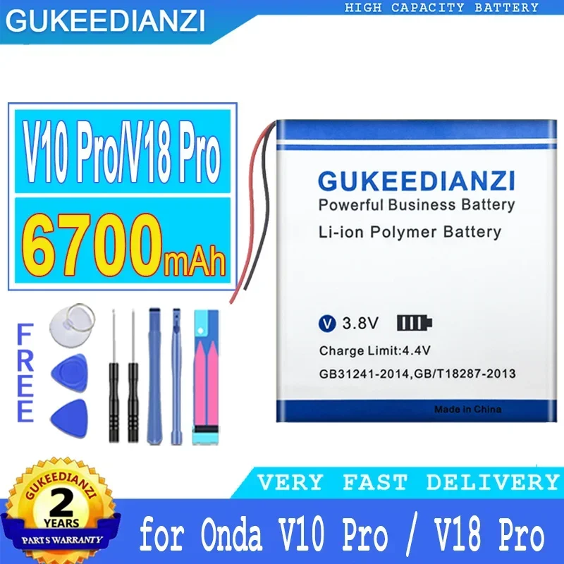 Аккумулятор GUKEEDIANZI для Onda, аккумулятор большой мощности, 6700mAh, V10, V18 Pro, V10Pro, V18Pro