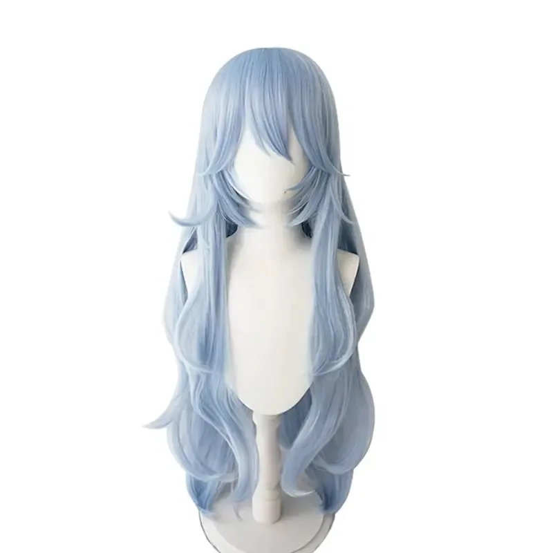 Rei Ayanami 애니메이션 가발 의상 캐릭터 긴 물결 모양의 라이트 블루 파티 코스프레 가발 합성 머리카락