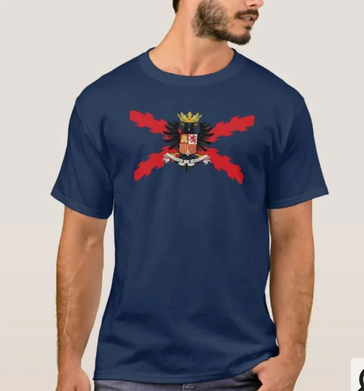 Cotton Short Sleeve O-Neck Mens T Shirt New DOUBLE-HEADED EAGLE THIRD, THIRD, SPANISH,CROSS SAN ANDRES, BURGUNDY CROSS T-Shirt.